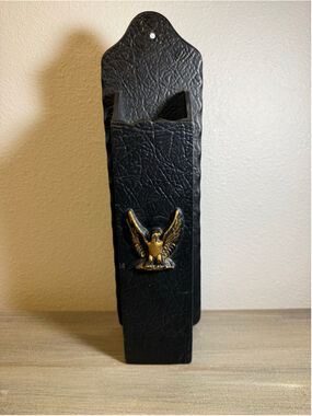 Mid Century Cast Iron Wall Pocket Long Match Safe Patriotic Americana Decor 12"